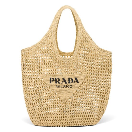 Replicas Bolso tote de rafia de Prada Albaricoque Imitacion España