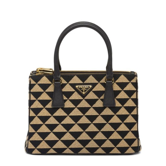 Replicas Prada Borsa Prada Galleria Medium En Tessuto Jacquard Albaricoque Imitacion España