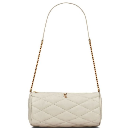 Replicas YSL Saint Laurent Sade Mini bolso tubo en crema de piel de cordero acolchada Imitacion España