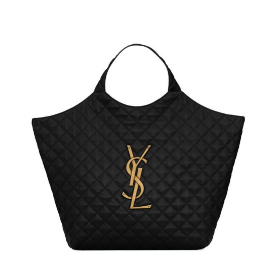 Replicas YSL Saint Laurent Icare Maxi Shopping Bag en piel de cordero acolchada negra Imitacion España