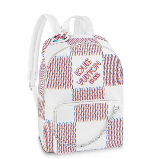 Replicas Louis Vuitton Racer Mochila Blanco Damier Spray Cuero M20664 Imitacion España