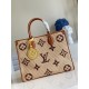 Replicas Bolso Louis Vuitton OnTheGo MM en rafia con cuero marrón M57707 Baratos Imitacion