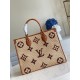 Replicas Bolso Louis Vuitton OnTheGo MM en rafia con cuero marrón M57707 Baratos Imitacion