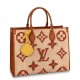 Replicas Bolso Louis Vuitton OnTheGo MM en rafia con cuero marrón M57707 Baratos Imitacion