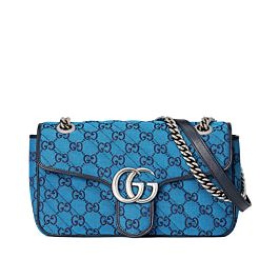 Replicas Bolso de hombro pequeño Gucci GG Marmont multicolor 443497 azul Imitacion Baratos