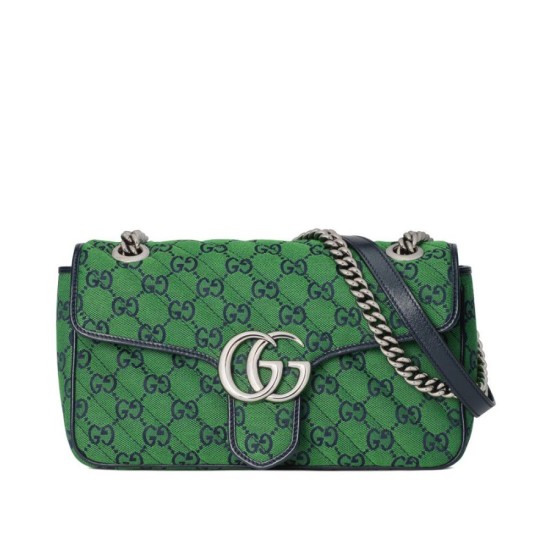 Replicas Bolso de hombro pequeño Gucci GG Marmont multicolor 443497 verde Imitacion Baratos