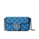 Replicas Gucci GG Marmont Multicolour Super Mini Bag 476433 Azul Imitacion Baratos