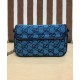 Replicas Gucci GG Marmont Multicolour Super Mini Bag 476433 Azul Imitacion Baratos