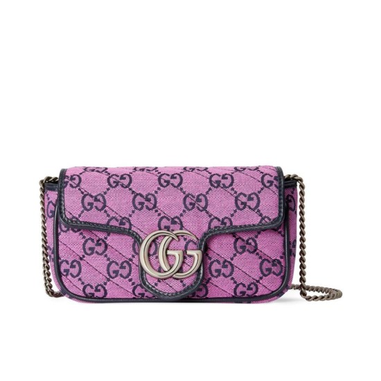 Replicas Gucci GG Marmont Multicolour Super Mini Bag 476433 Rosa Imitacion Baratos