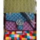 Replicas Bolso de hombro pequeño Gucci GG Marmont multicolor 443497 azul Imitacion Baratos