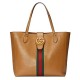 Replicas Bolso tote Gucci mediano con doble G y tribanda 649577 Café Imitacion Baratos