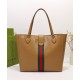 Replicas Bolso tote Gucci mediano con doble G y tribanda 649577 Café Imitacion Baratos