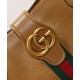 Replicas Bolso tote Gucci mediano con doble G y tribanda 649577 Café Imitacion Baratos