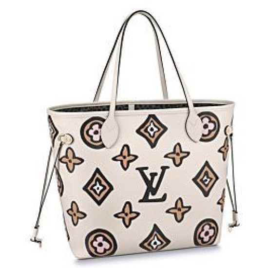 Replicas Louis Vuitton Neverfull MM M45819 Crema Imitacion Baratos