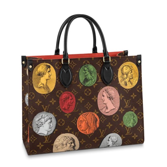 Replicas Louis Vuitton Onthego MM M59245 Marrón Imitacion Baratos