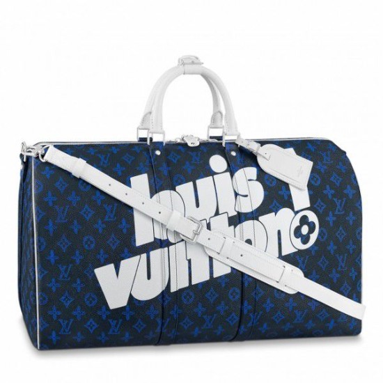 Replicas Louis Vuitton Keepall Bandouliere 55 Monograma azul M45874 Imitacion Baratos