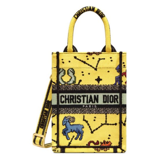 Replicas Christian Dior Mini Dior Book Tote Bolso para teléfono amarillo Baratos España