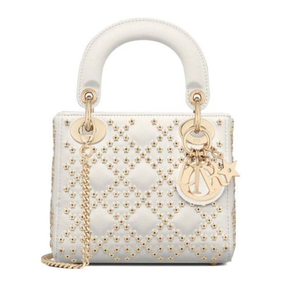 Replicas Christian Dior Mini Bolso Lady Dior Crema Baratos España