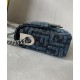 Replicas Fendi Baguette Chain Midi Bag 8BR793 Azul oscuro Baratos España