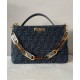 Replicas Bolso con cremallera Fendi O&#039;Lock 8BR805 Azul Baratos España