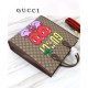 Replicas Gucci Cherry Print Medium Tote 703264 Café oscuro Baratos España