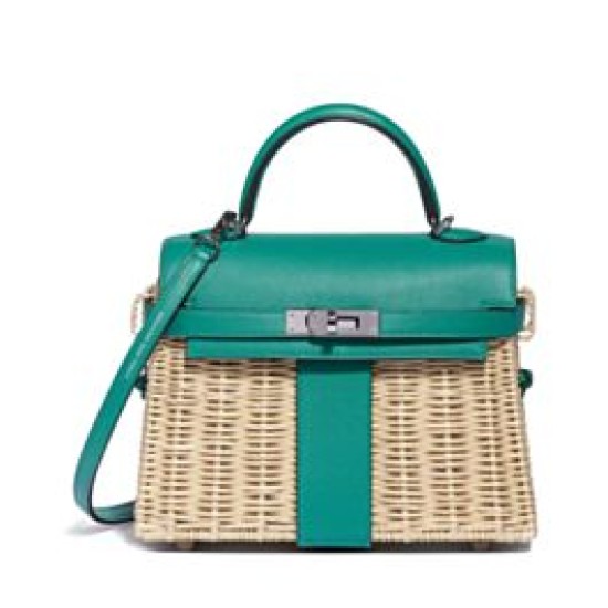 Replicas Hermes Kelly Picnic Mini Osier / Swift Vert Verone Verde Baratos España