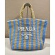 Replicas Bolso tote Prada grande de rafia azul Baratos España