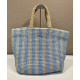 Replicas Bolso tote Prada grande de rafia azul Baratos España