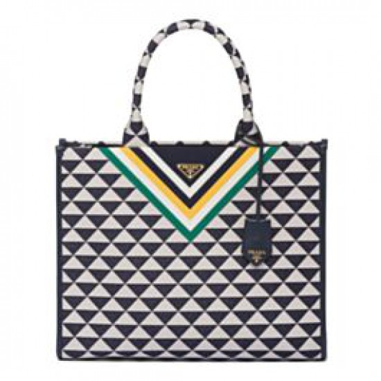 Replicas Prada Symbole Jacquard Bolso De Mano Azul Oscuro Baratos España