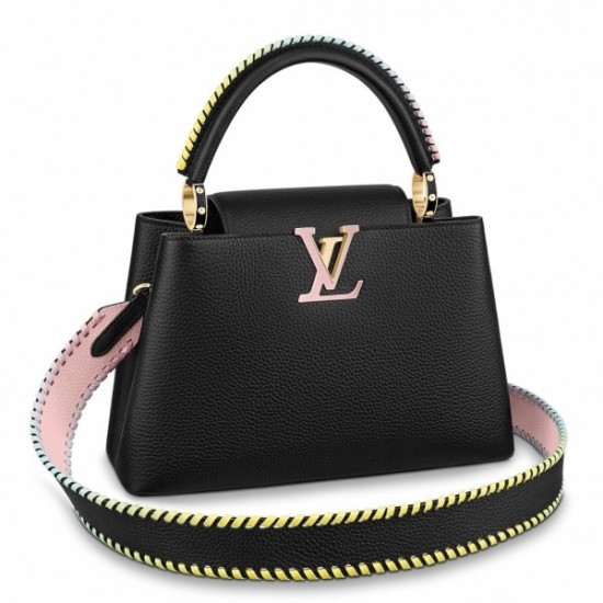 Falsa Bolso Louis Vuitton Capucines MM en cuero negro M57672 Imitacion