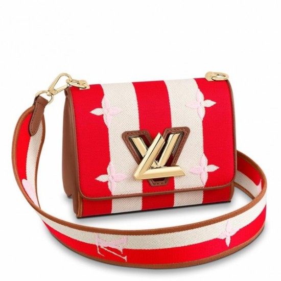 Falsa Bolso Louis Vuitton Twist PM en lona a rayas M57722 Imitacion