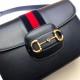 Replicas Gucci 1955 Horsebit bolso de hombro pequeño 602204 azul oscuro Baratos Imitacion