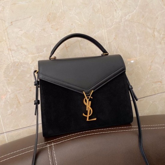 Replicas YSL Saint Laurent Cassandra Bolso mediano con asa superior negro Baratos Imitacion