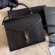 Replicas YSL Saint Laurent Cassandra Bolso mediano de cocodrilo con asa superior negro Baratos Imitacion