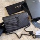 Replicas YSL Saint Laurent Monogram Envelope Chain Wallet Cuero granulado Negro Negro Herrajes Baratos Imitacion