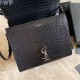 Replicas YSL Saint Laurent Cassandra Bolso mediano de cocodrilo con asa superior negro Baratos Imitacion