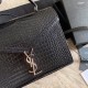 Replicas YSL Saint Laurent Cassandra Bolso mediano de cocodrilo con asa superior negro Baratos Imitacion