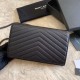 Replicas YSL Saint Laurent Monogram Envelope Chain Wallet Cuero granulado Negro Negro Herrajes Baratos Imitacion