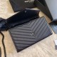 Replicas YSL Saint Laurent Monogram Envelope Chain Wallet Cuero granulado Negro Negro Herrajes Baratos Imitacion