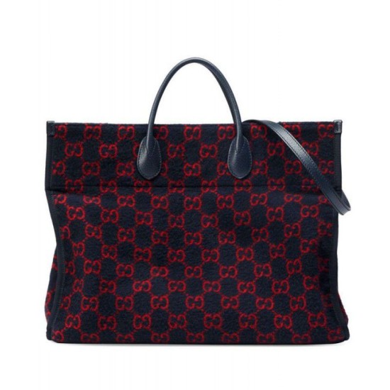 Replicas Gucci Bolso tote de lana GG 598169 Azul oscuro Baratos Imitacion