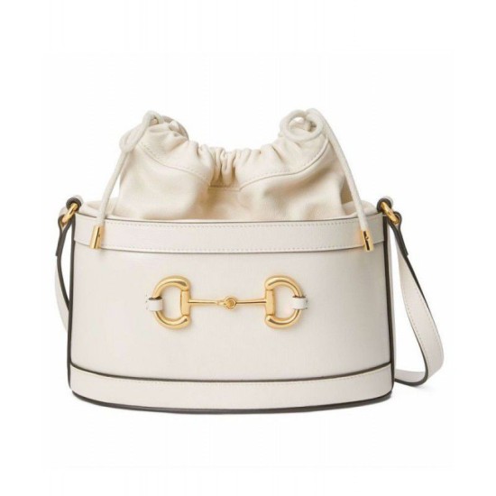 Replicas Gucci 1955 Horsebit Bucket Bag 602118 Blanco Baratos Imitacion