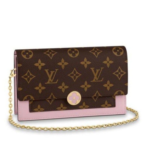 Replicas Louis Vuitton Flore Monedero Monedero Monograma Lienzo M67405 Rosa Baratos Imitacion