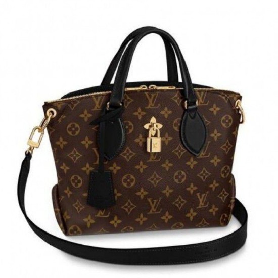 Replicas Louis Vuitton Flower con cremallera Tote BB Monogram Canvas M44351 Negro Baratos Imitacion