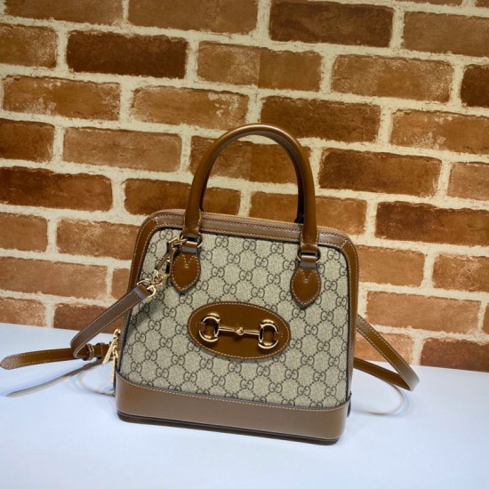 Replicas Gucci 1955 Horsebit Bolsa pequeña con asa superior 621220 Café Baratos Imitacion