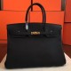 Replicas Herme Birkin 40cm Bolso hecho a mano Clemence Negro Baratos Imitacion