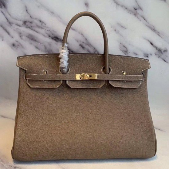 Replicas Herme Birkin 40cm Bolso hecho a mano Clemence Taupe Baratos Imitacion