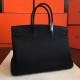 Replicas Herme Birkin 40cm Bolso hecho a mano Clemence Negro Baratos Imitacion