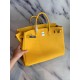 Replicas Herme Birkin 40cm Bolso hecho a mano Clemence Amarillo Baratos Imitacion