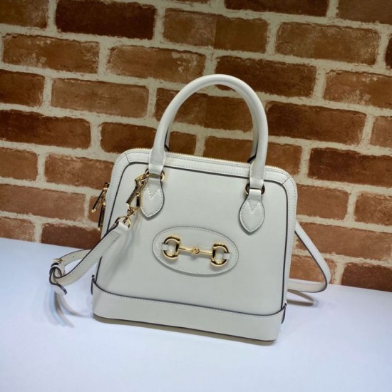 Replicas Gucci 1955 Horsebit bolso pequeño con asa superior 621220 Blanco Baratos Imitacion