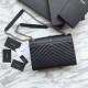 Replicas YSL Saint Laurent Envelope Pequeña Bolsa Grain Relieve Hardware de plata Baratos Imitacion